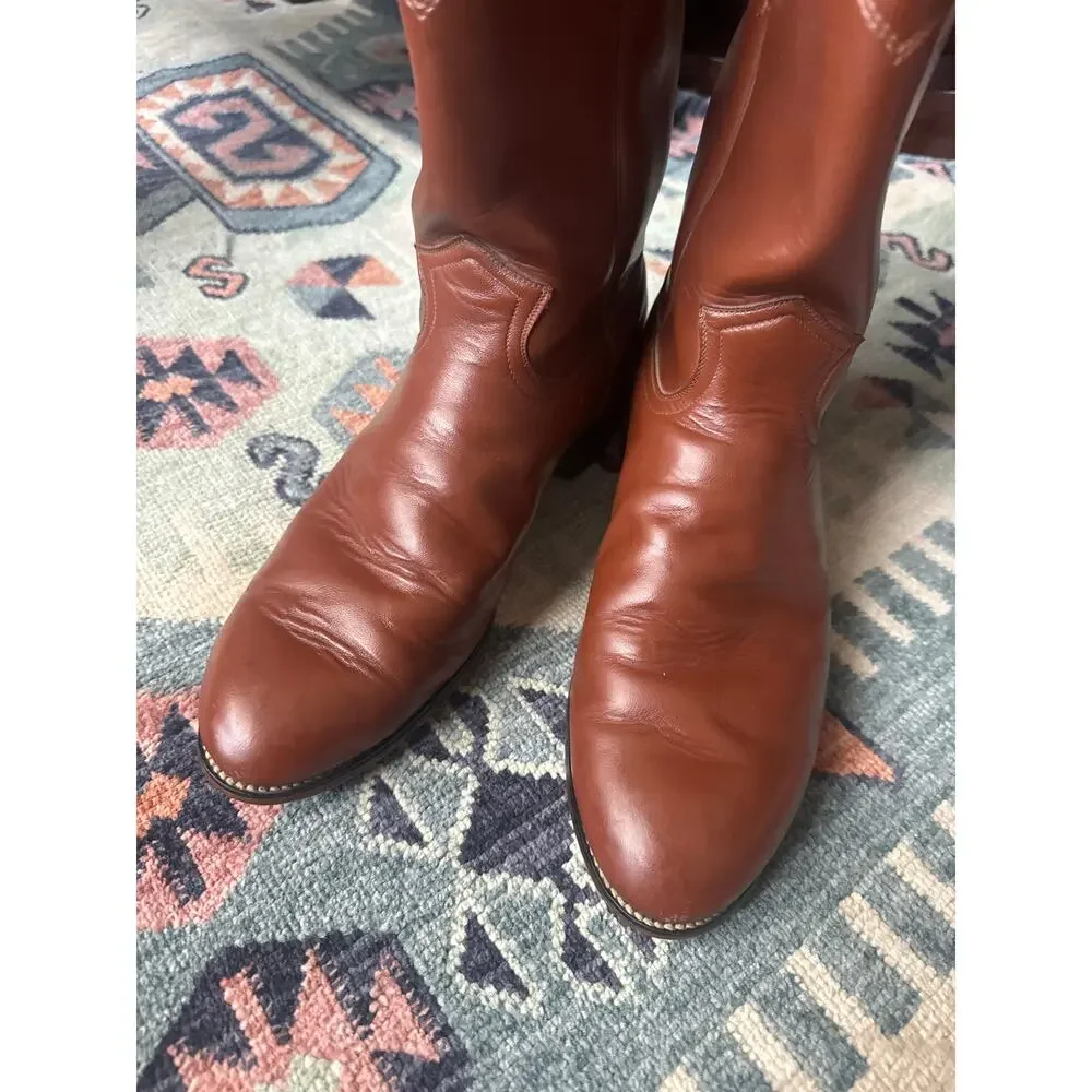 Vintage Diamond J Brown Leather Roper Boots – Made in Mexico – Size 9D